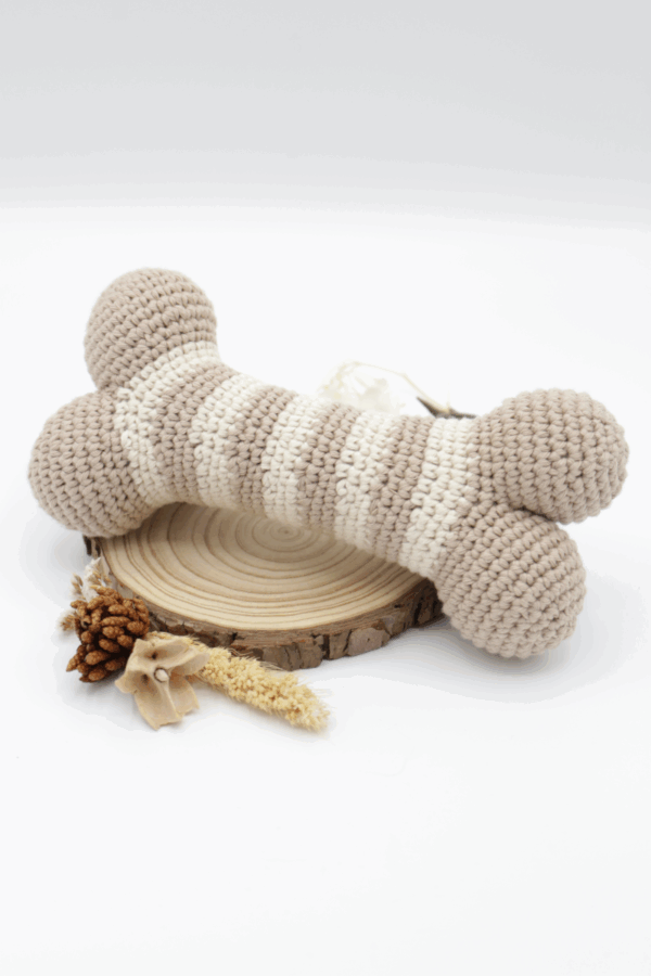 jouet en crochet forme os pour chien lilly beige
