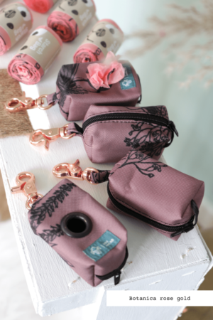 kit sacs à crottes rouleaux compostables distributeur déjections canines botanica rose gold