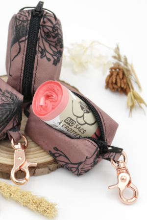 étui distributeur de sacs à crottes en tissu Botanica rose gold