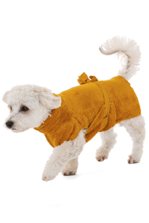 peignoir chien coton bio jaune ambre