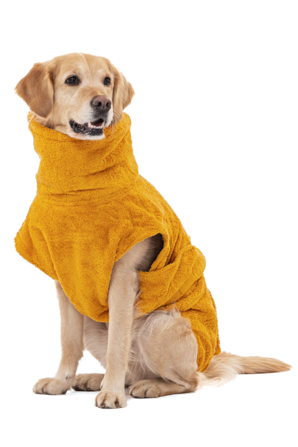 peignoir chien coton bio jaune ambre