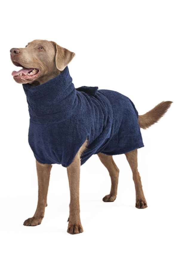 peignoir chien coton bio bleu nuit