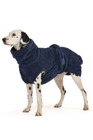 peignoir chien coton bio bleu nuit