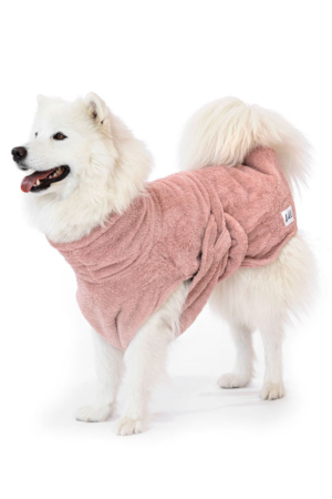 peignoir chien coton bio rose