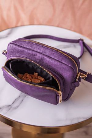 sac de balade chien élégant cuir vegan violet dog mom bag