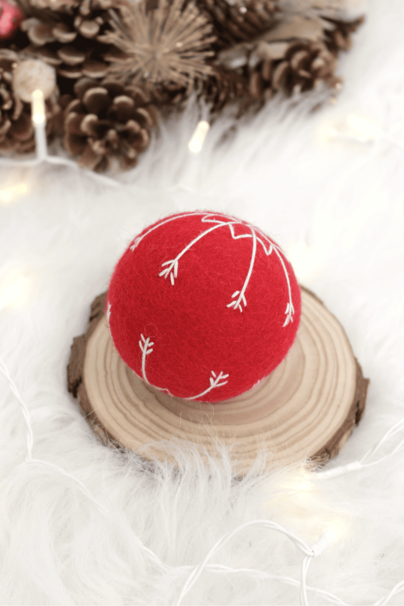 balle pour chien en laine cadeau jouet Noël pour chien boule de Noël rouge